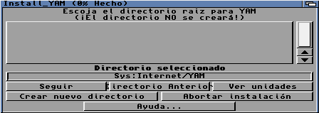 YAM: El directorio ya creado y dentro de �l