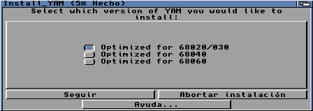 YAM: Version del programa