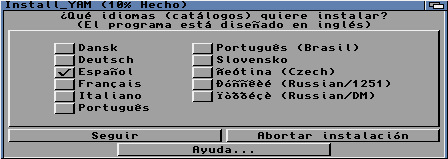 YAM: Idioma del programa